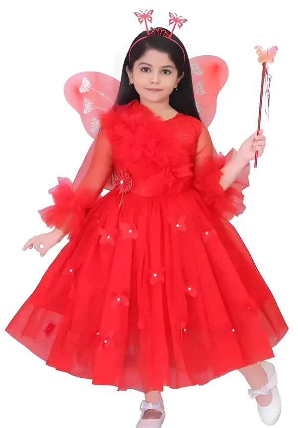 Princess frock/color red - Red, 0-6 Months