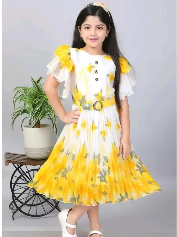 Girls frock/girls dress - Yellow, 0-6 Months