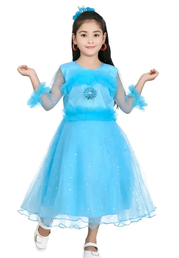 Princess frock/pari frock - Blue, 0-6 Months