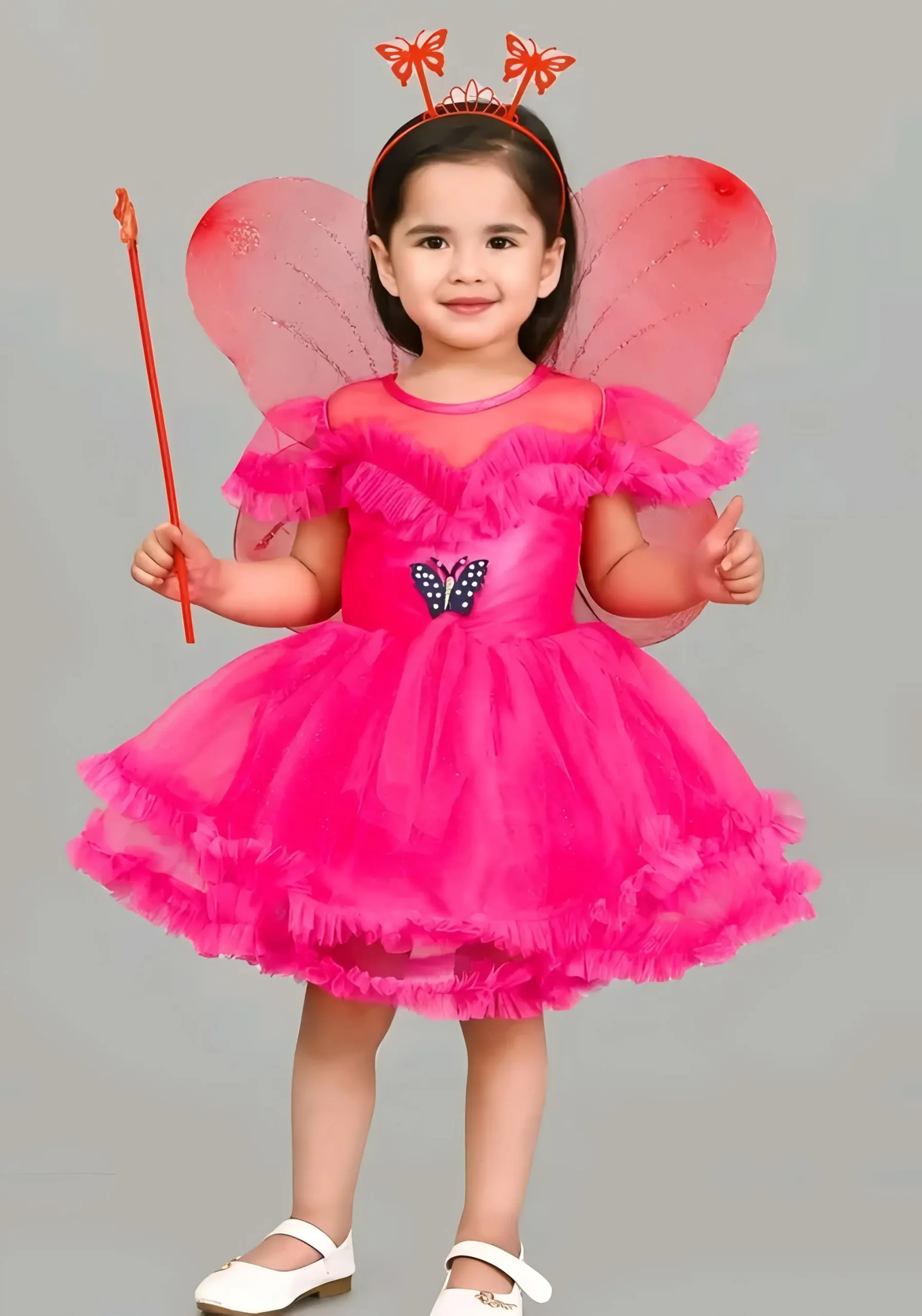 Princess frock/pari frock/color dark pink - Pink, 0-6 Months