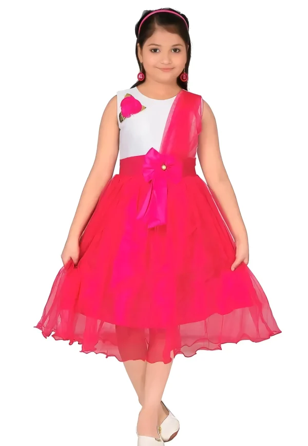 Girls middy/knee length/net fabric - Pink, 0-6 Months