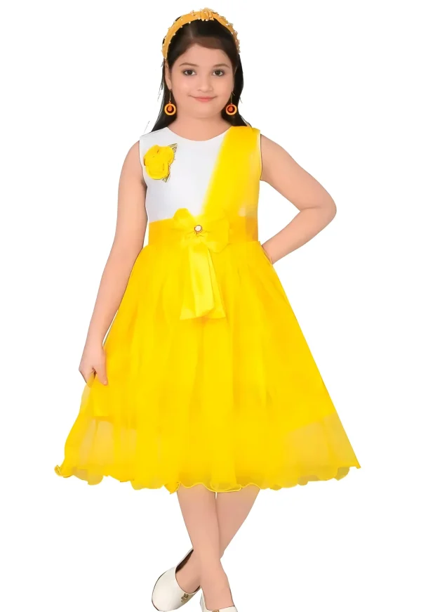 Girls middy/knee length/net fabric/color yellow - Yellow, 0-6 Months
