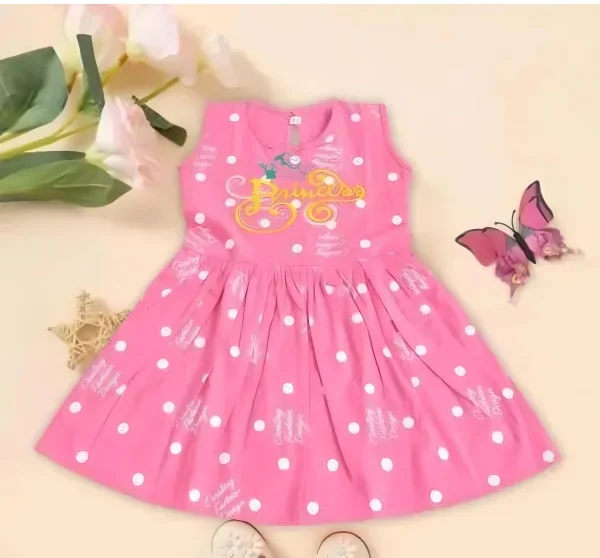 Baby girls cotton frock/embroidered frock - Pink, 0-6 Months