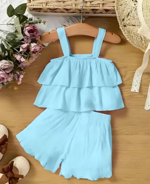 Baby girl jump suit - Blue, 0-3 Months