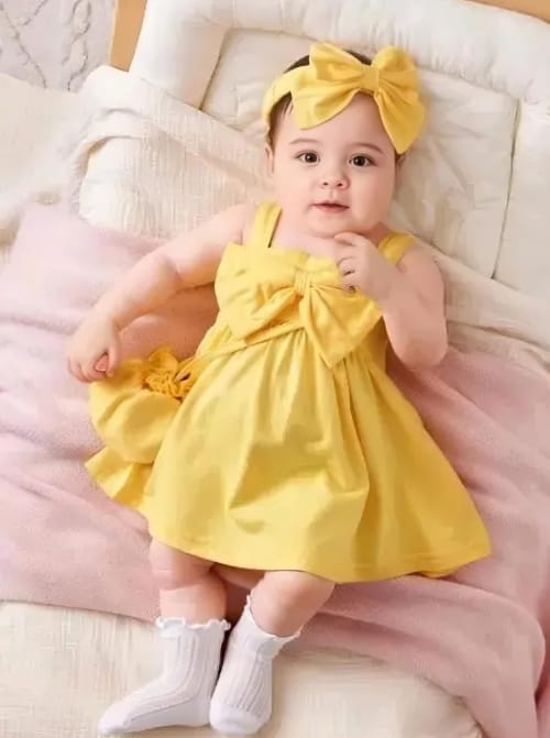 Toddler yellow casual wear dress - Yellow, 0-6 Months