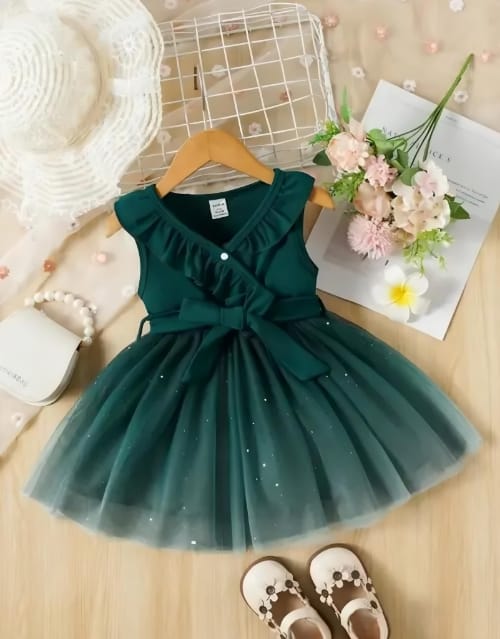 Toddler military green Party dress - Green, 0-6 Months