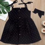 Girls Black Polka Dot Frock - Black, 1-2 Years