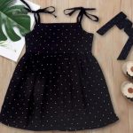 Girls Black Polka Dot Frock - Black, 1-2 Years