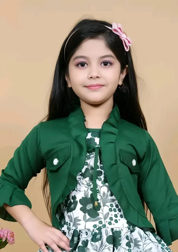 Kids printed frock with jacket