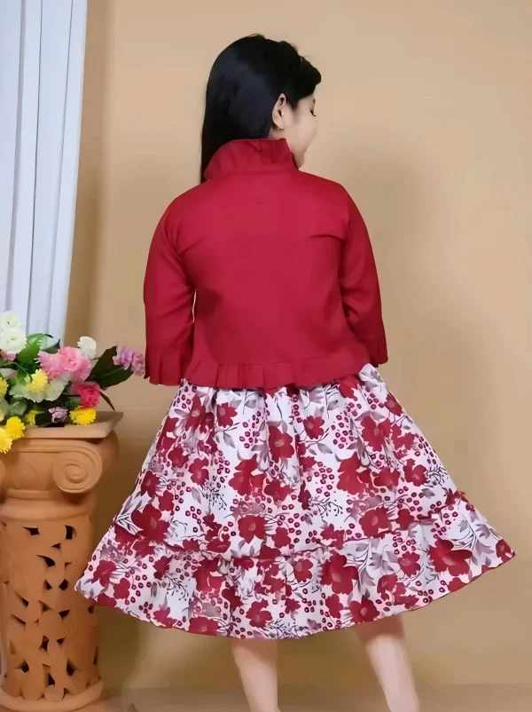 Printed summer dress/with jacket/red color