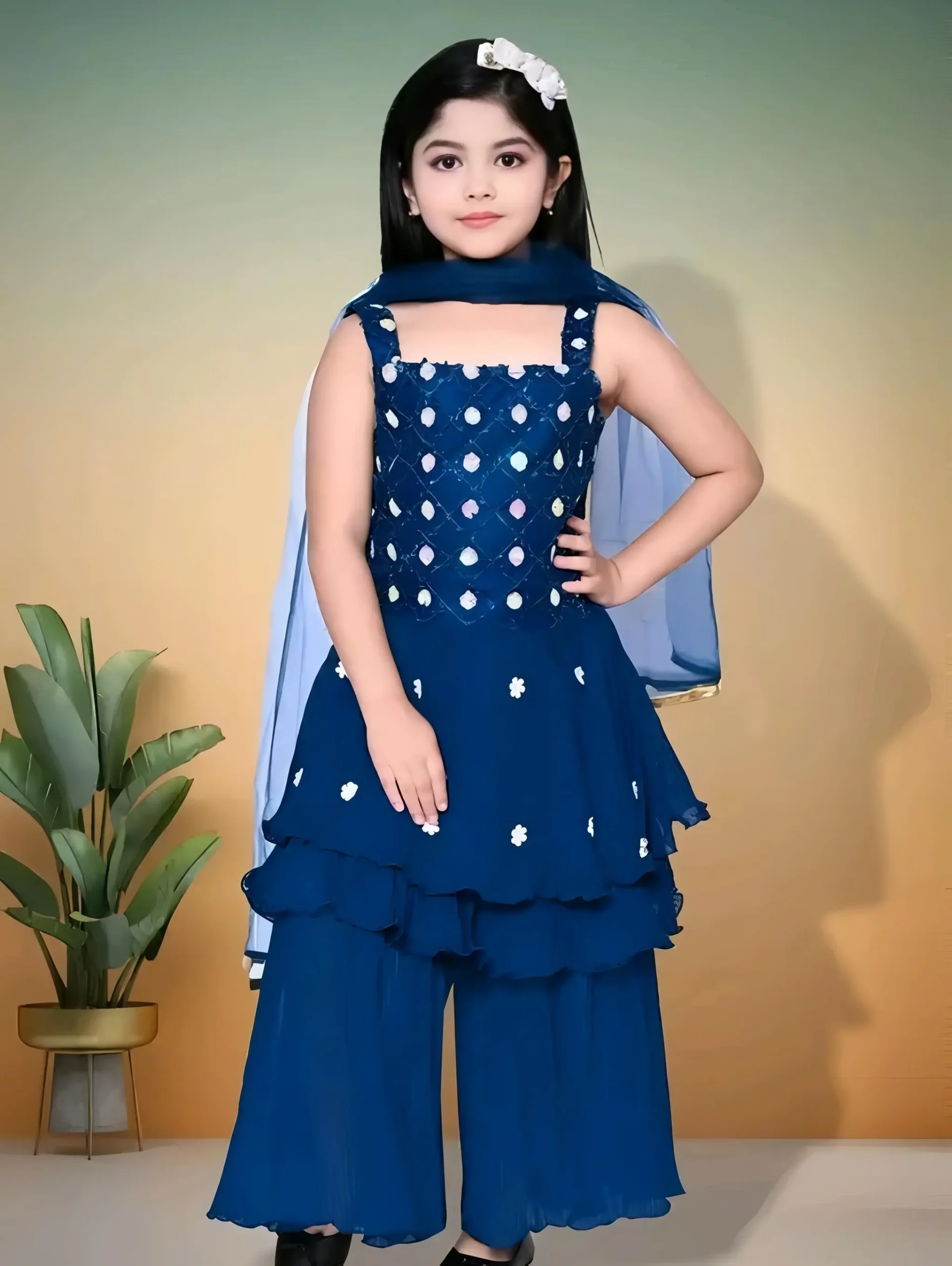 New trendy top plazo duppata set