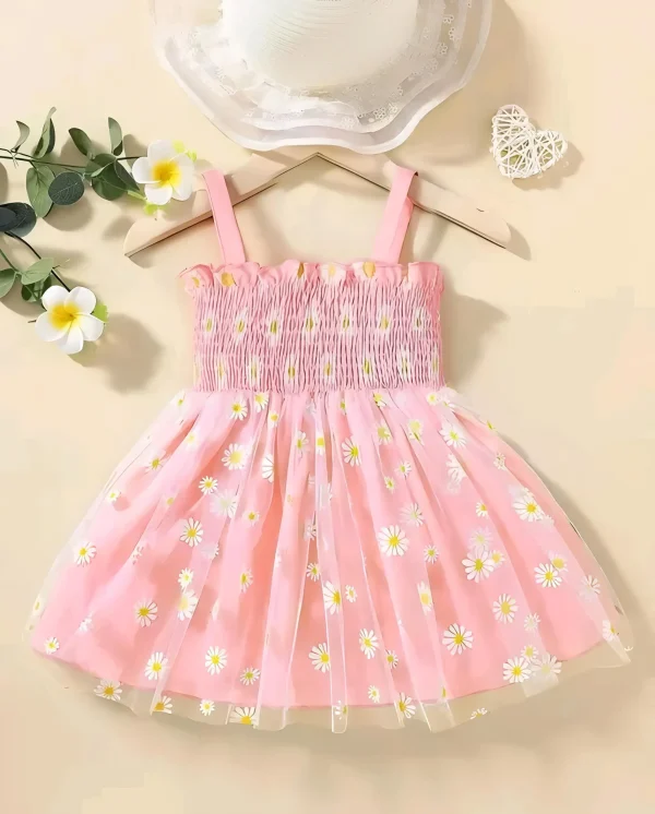 Baby girl flower print dress/color pink