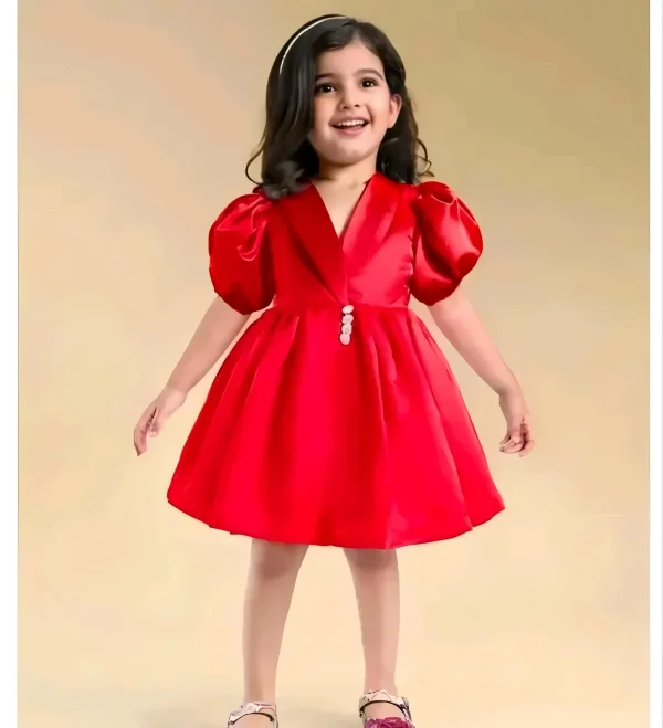Cute frock for baby girl - Red, 0-6 Months