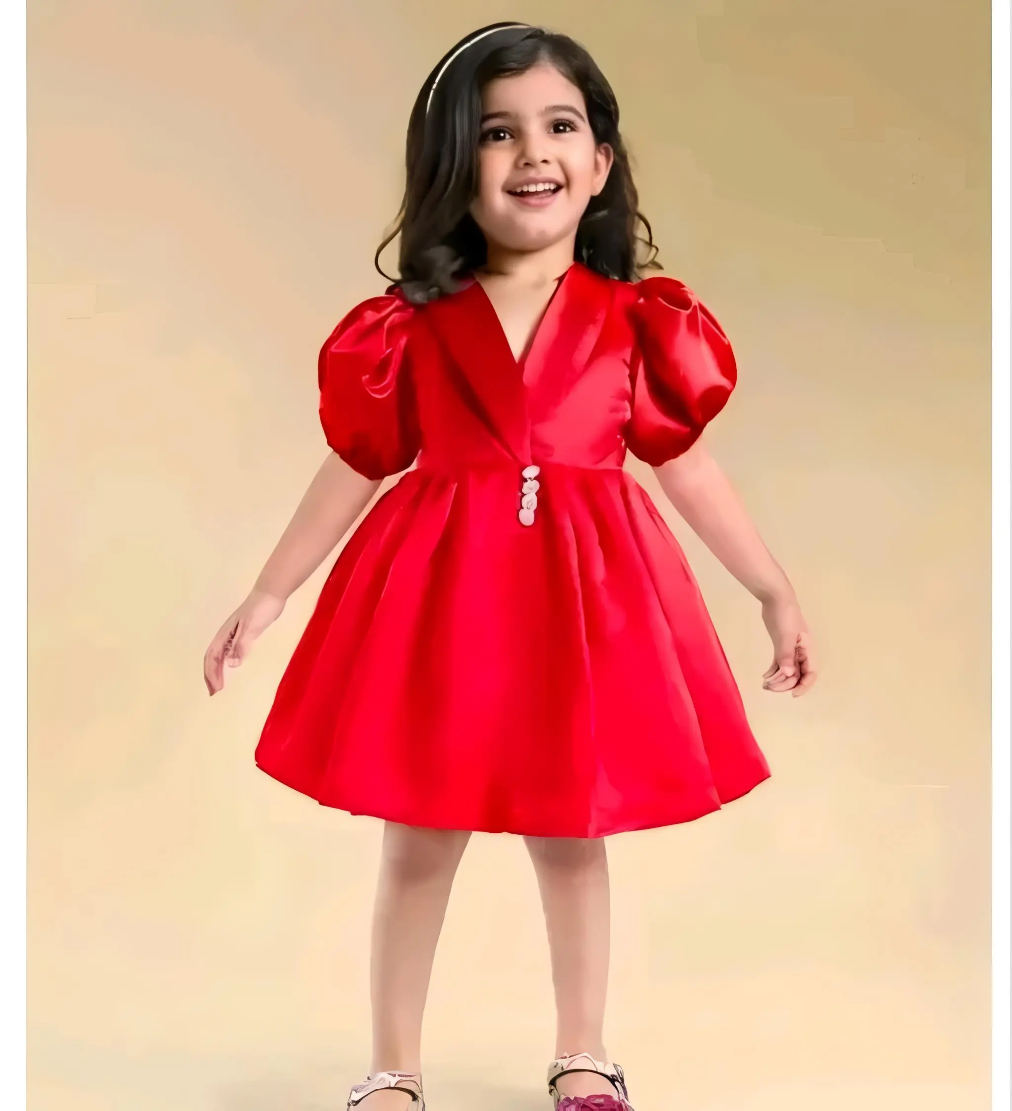 Cute frock for baby girl - Red, 0-6 Months