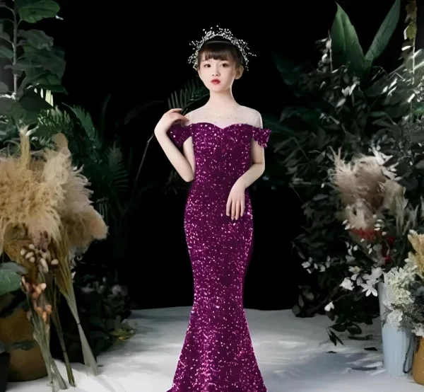 Stylish gown for girls/color wine