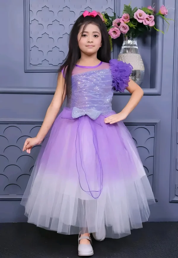Stylish ruffle frock - Purple, 2-3 Years