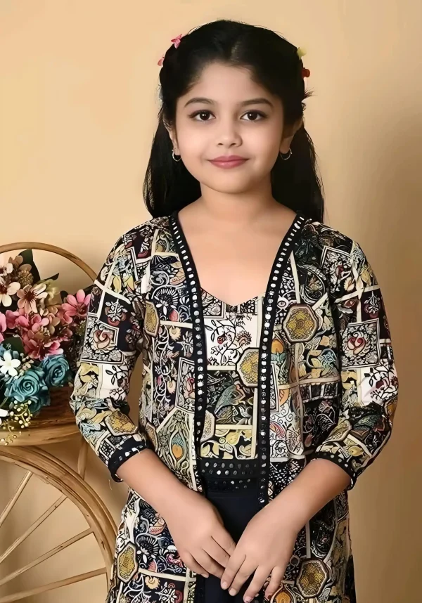 Self designed kurta set with rayon fabric jacket - Image 3
