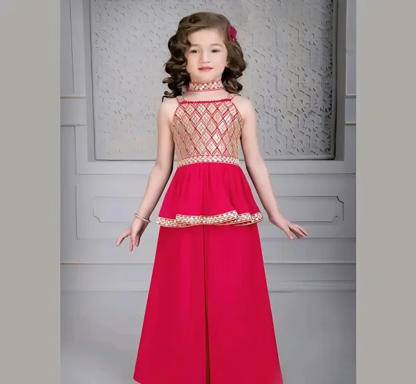 Girls plazo and suit set/color pink