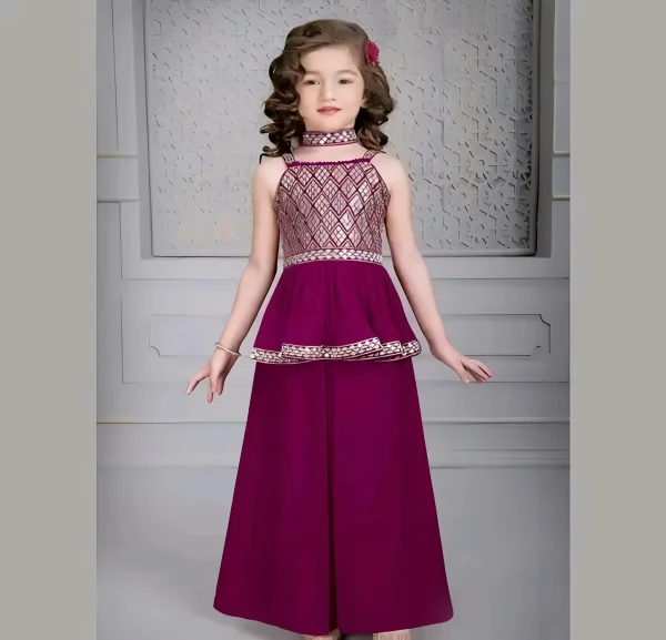 Girls plazo and suit set/color wine