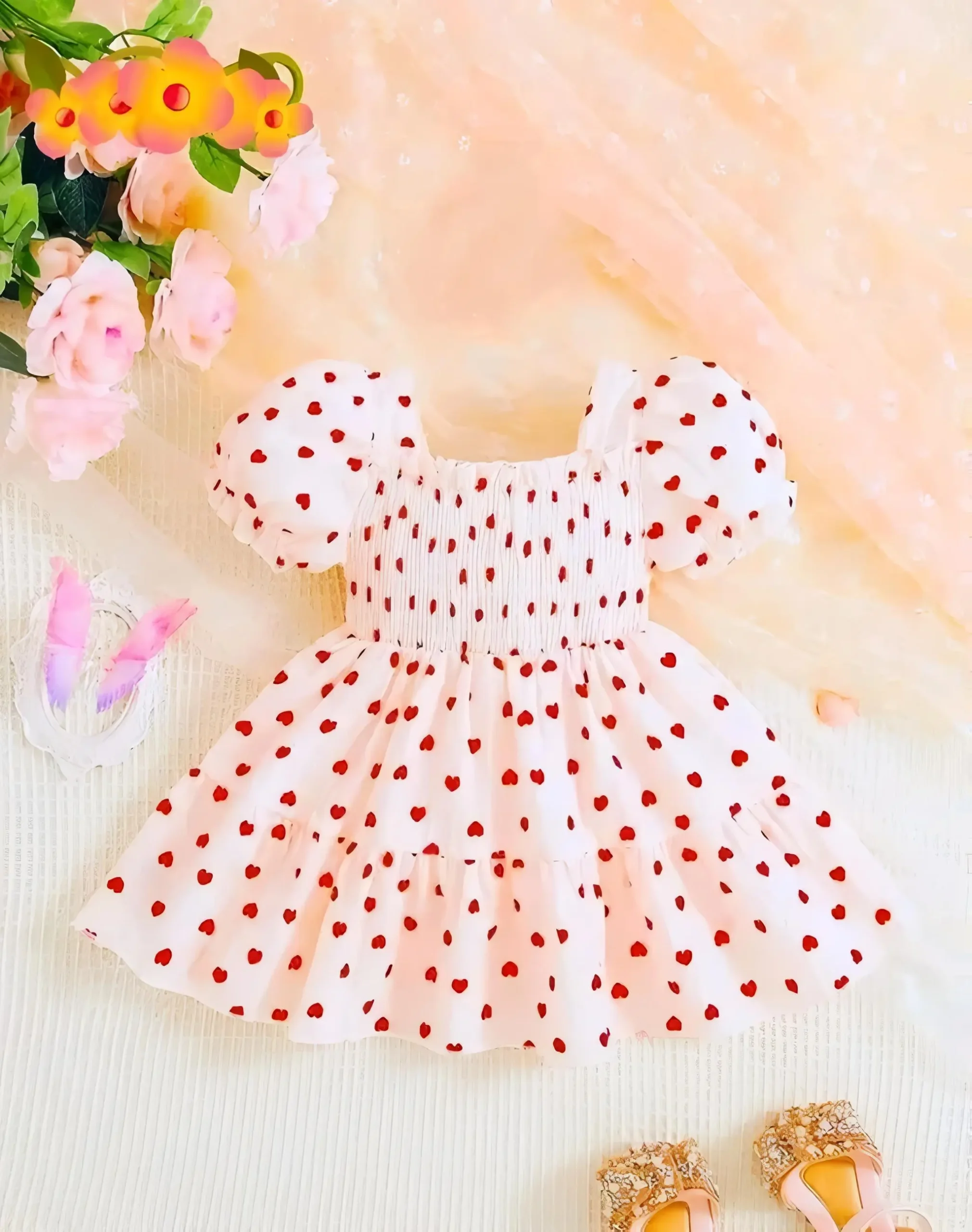White cotton frock - White, 0-6 Months