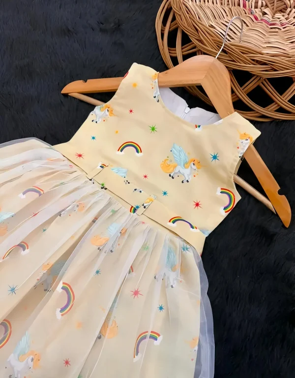 Yellow unicorn printed summer dress - Yellow, 0-6 Months