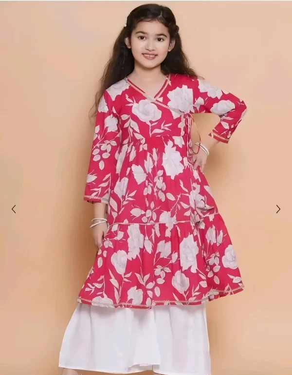 Anarkali angrakha kurti with sharara set - Multi-color, 10-11 Years