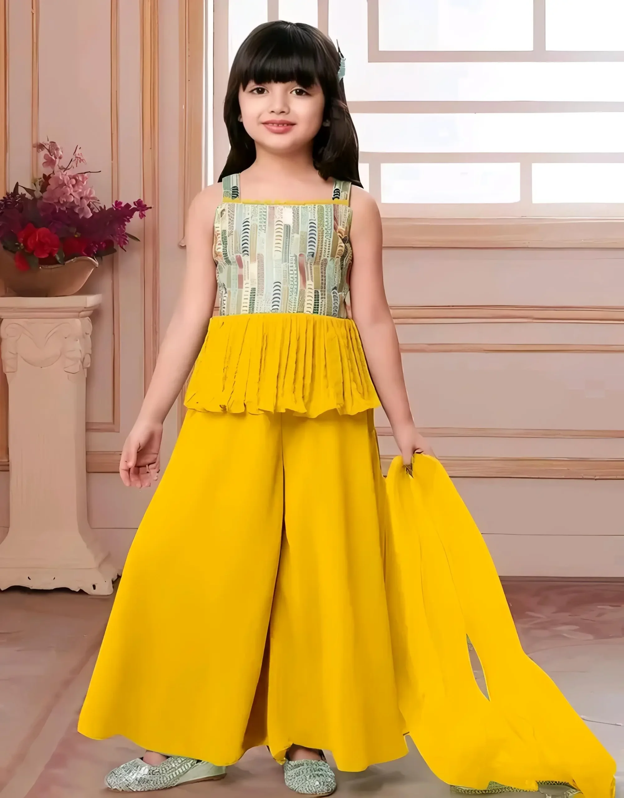 Girls plazo and suit set/color yellow - Yellow, 2-3 Years