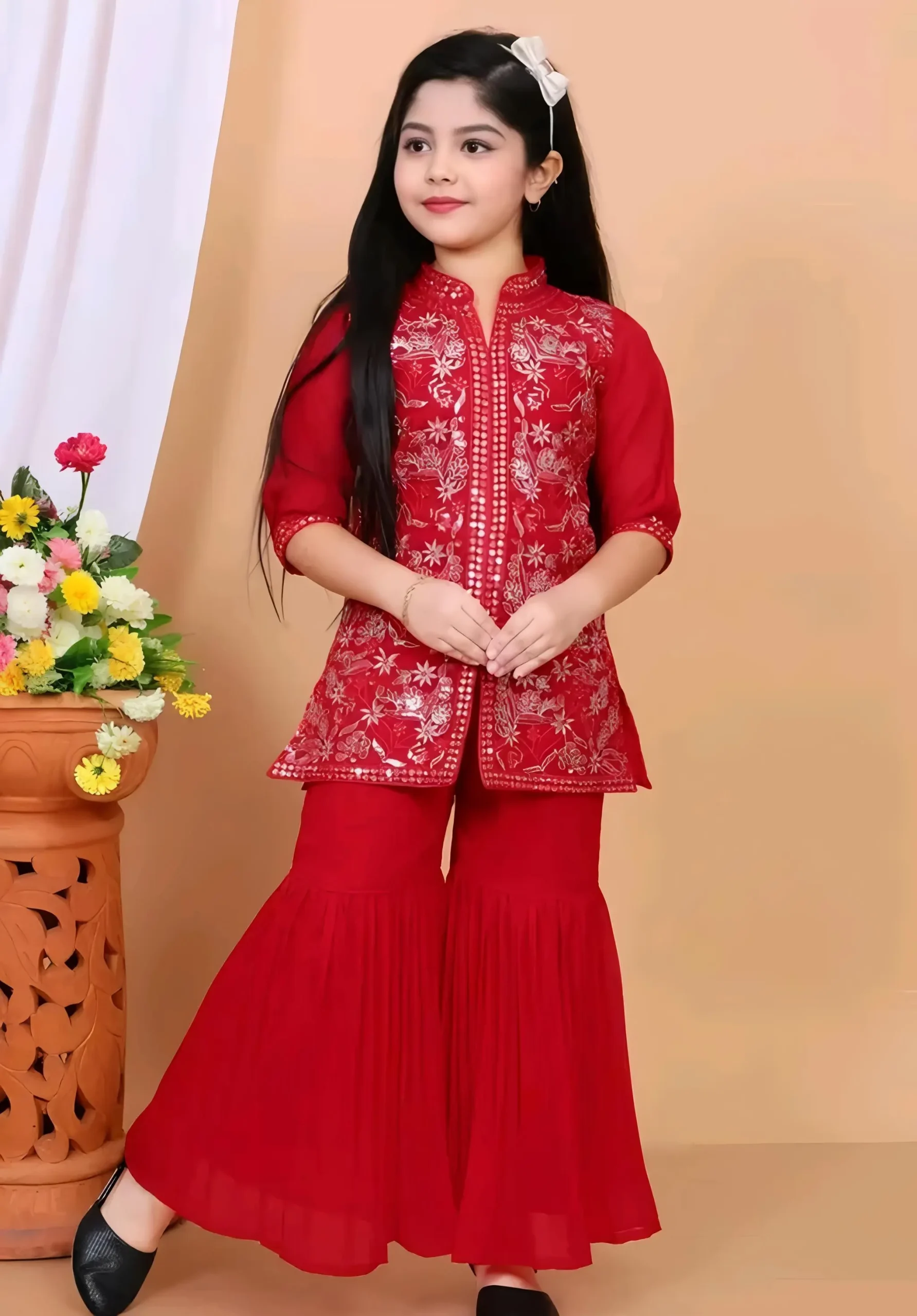 Festival kurta set - Red, 4-5 Years