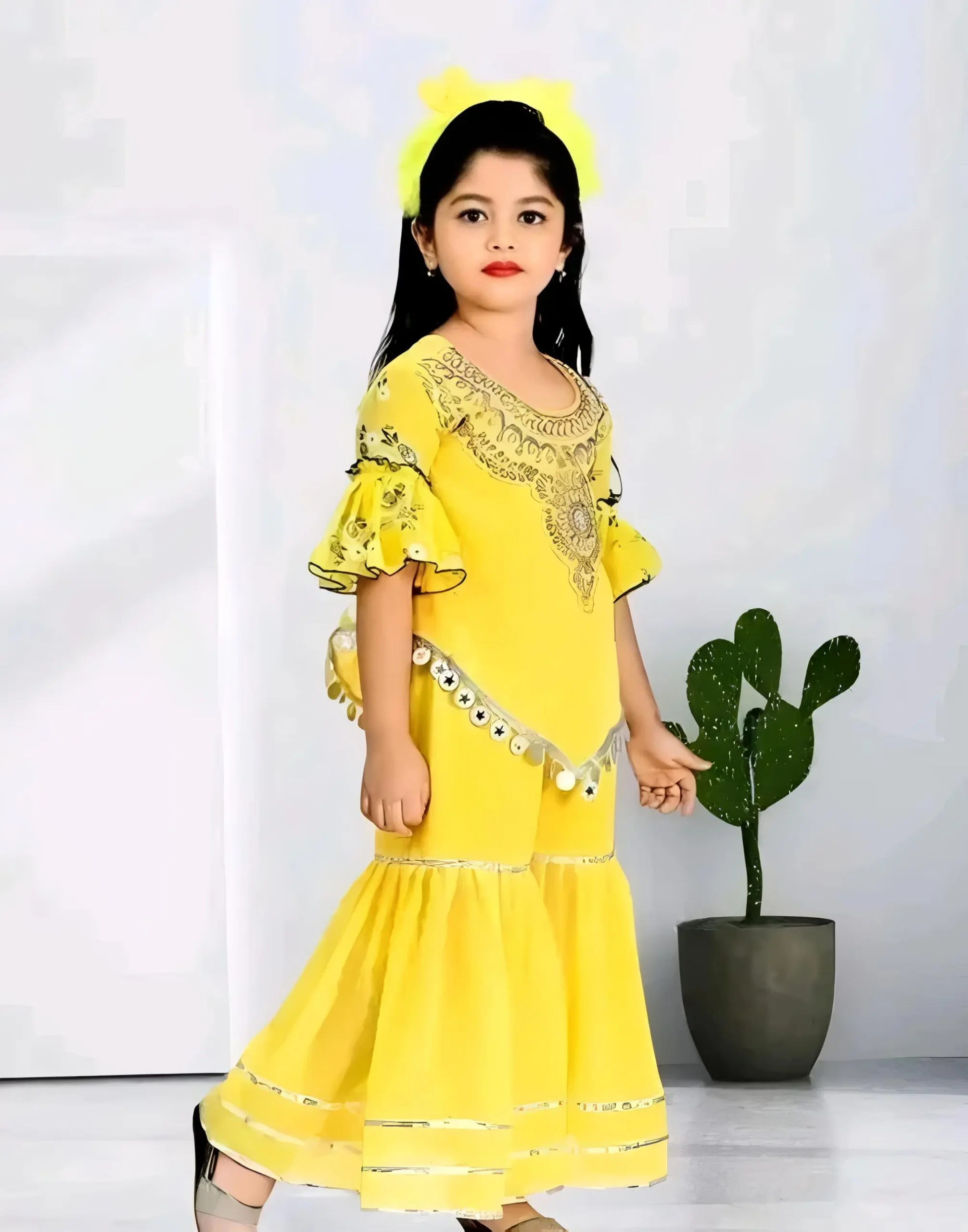 Kids sharara set/color yellow - Yellow, 1-2 Years