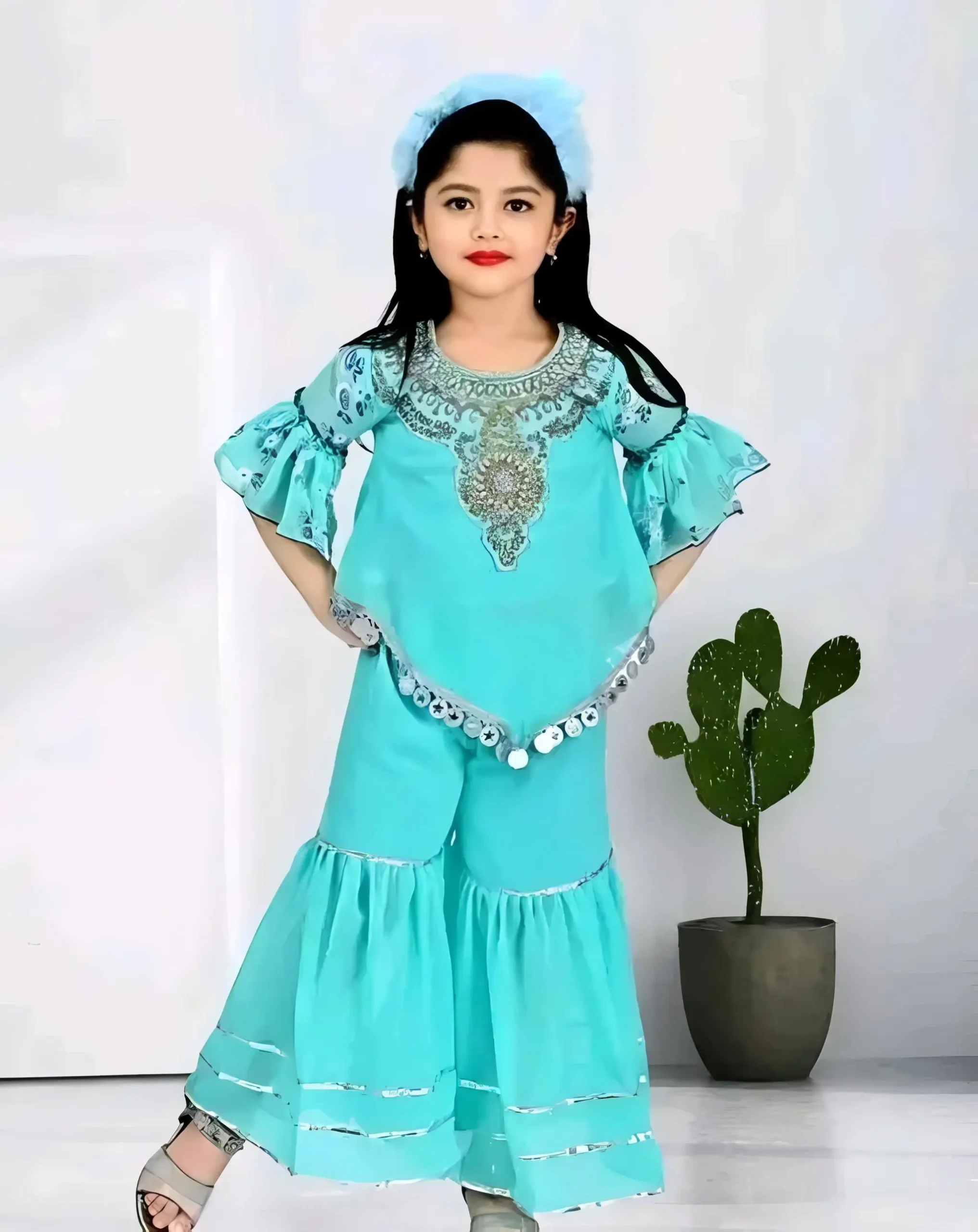 Kuda sharara set/color green - Green, 1-2 Years