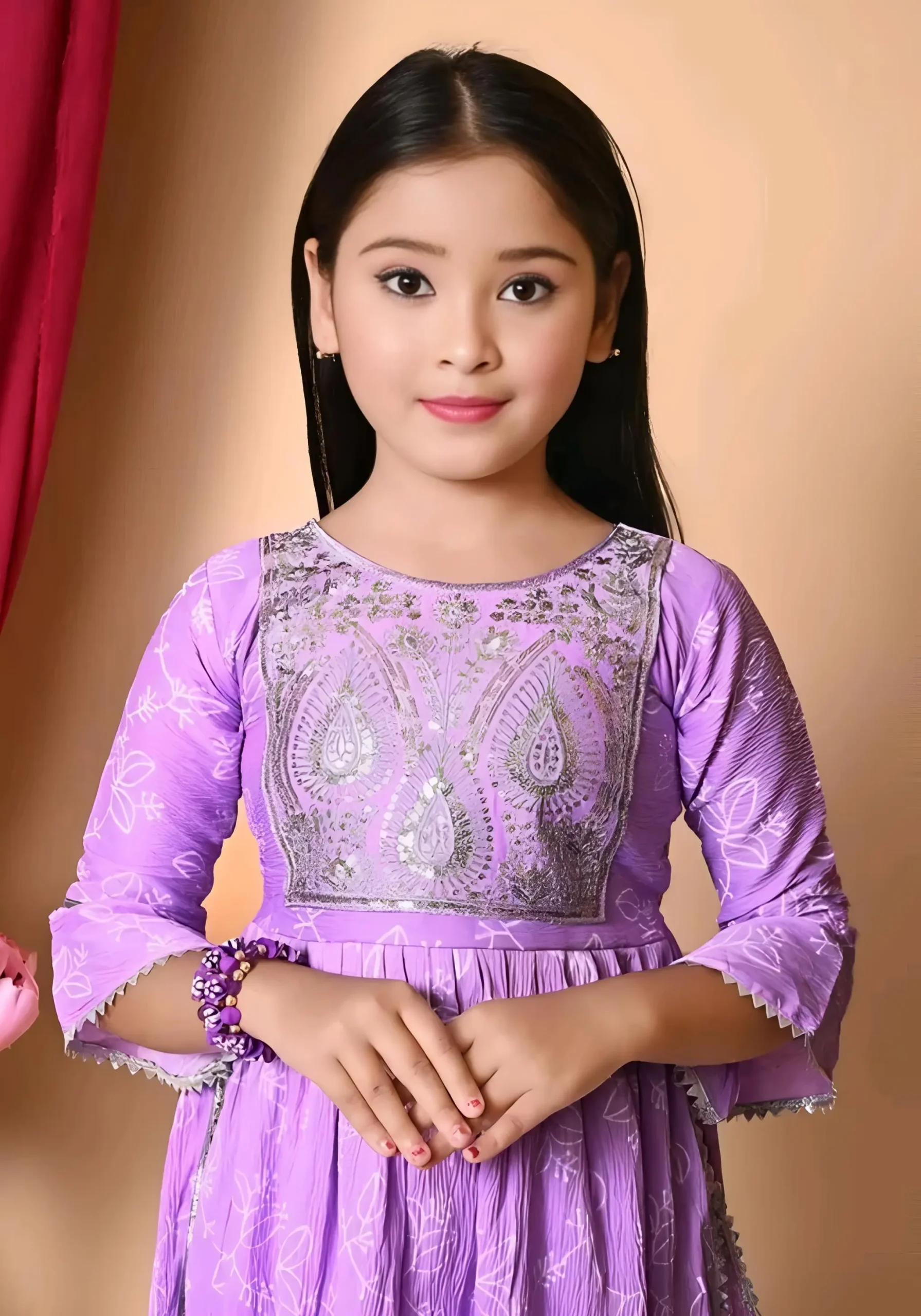 Girls plazo and suit set/color purple - Purple, 1-2 Years