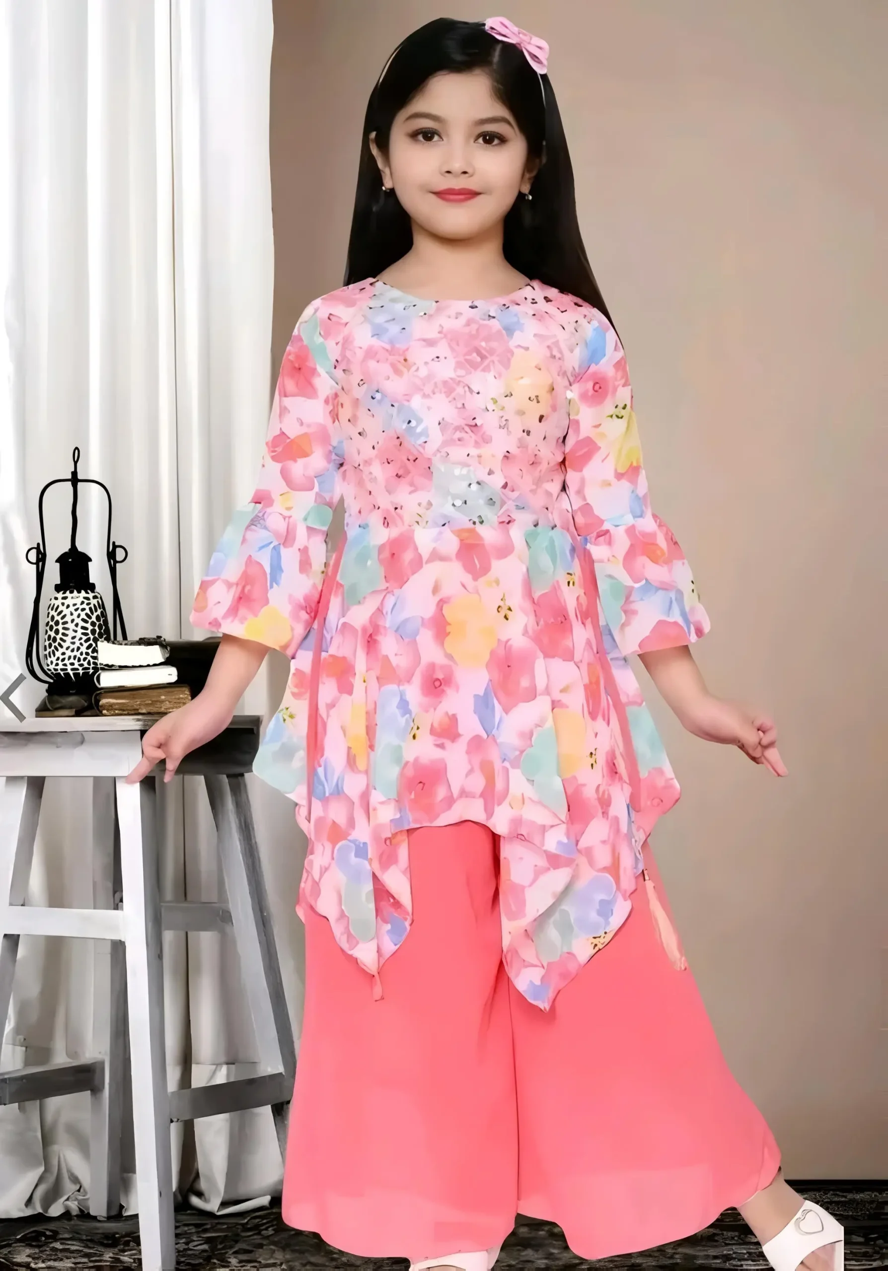 Girls plazo and suit set/color pink