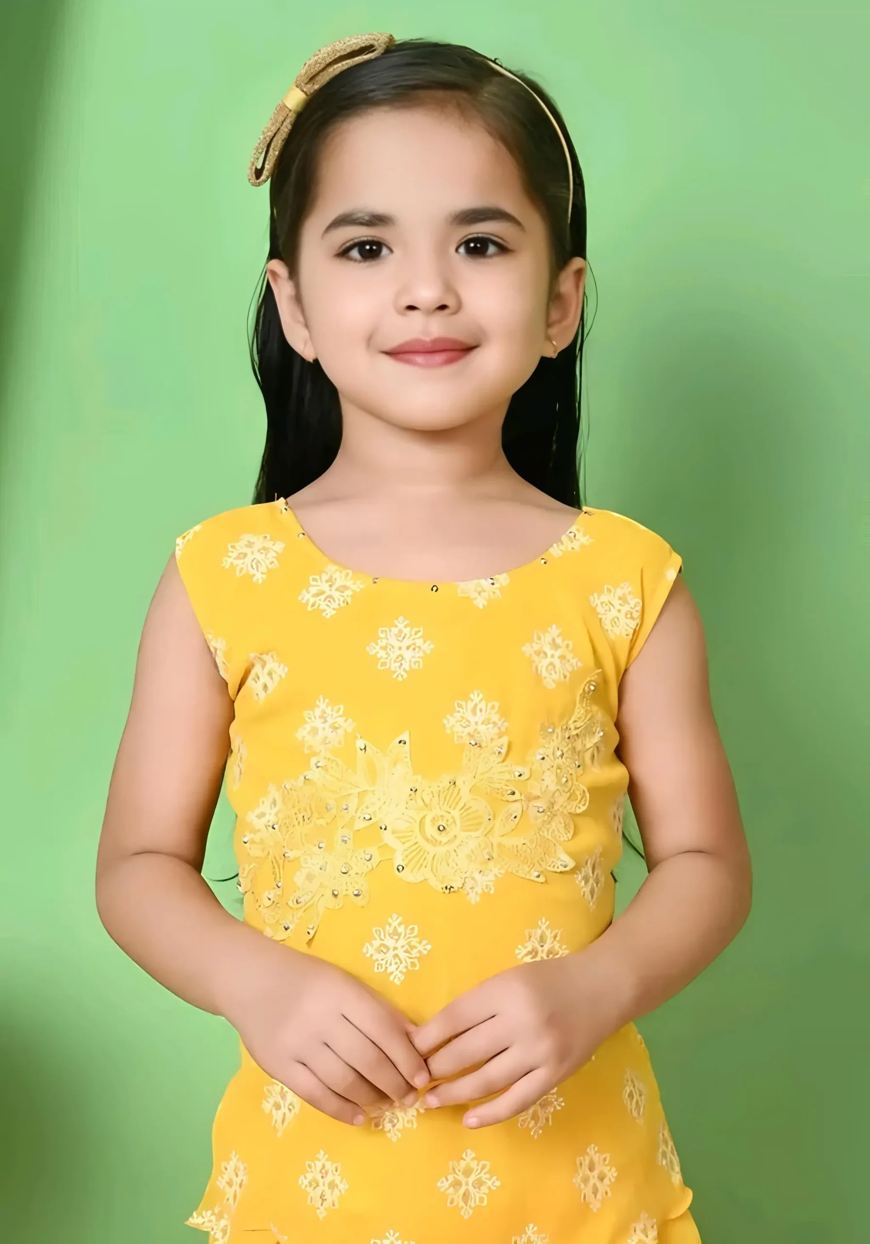 Cotton plazo kurta set - Yellow, 0-6 Months
