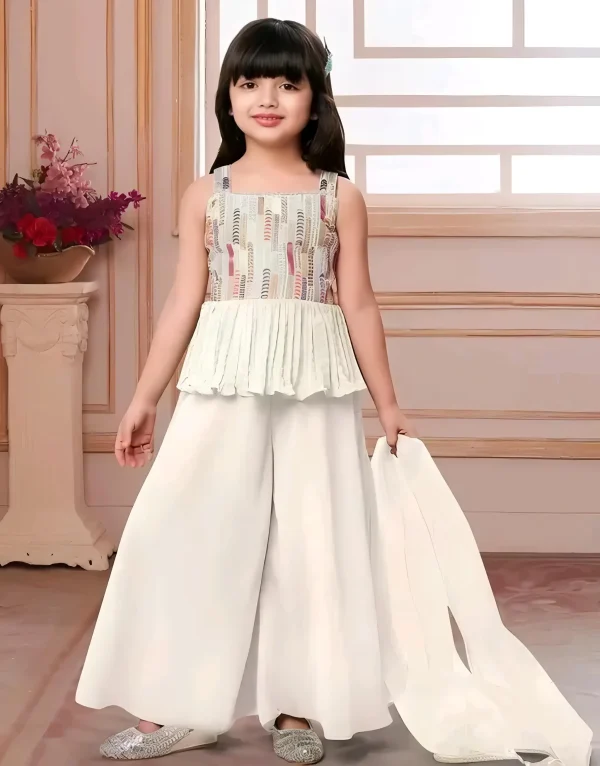 White gorgette plaxo set - Beige, 0-1 Years