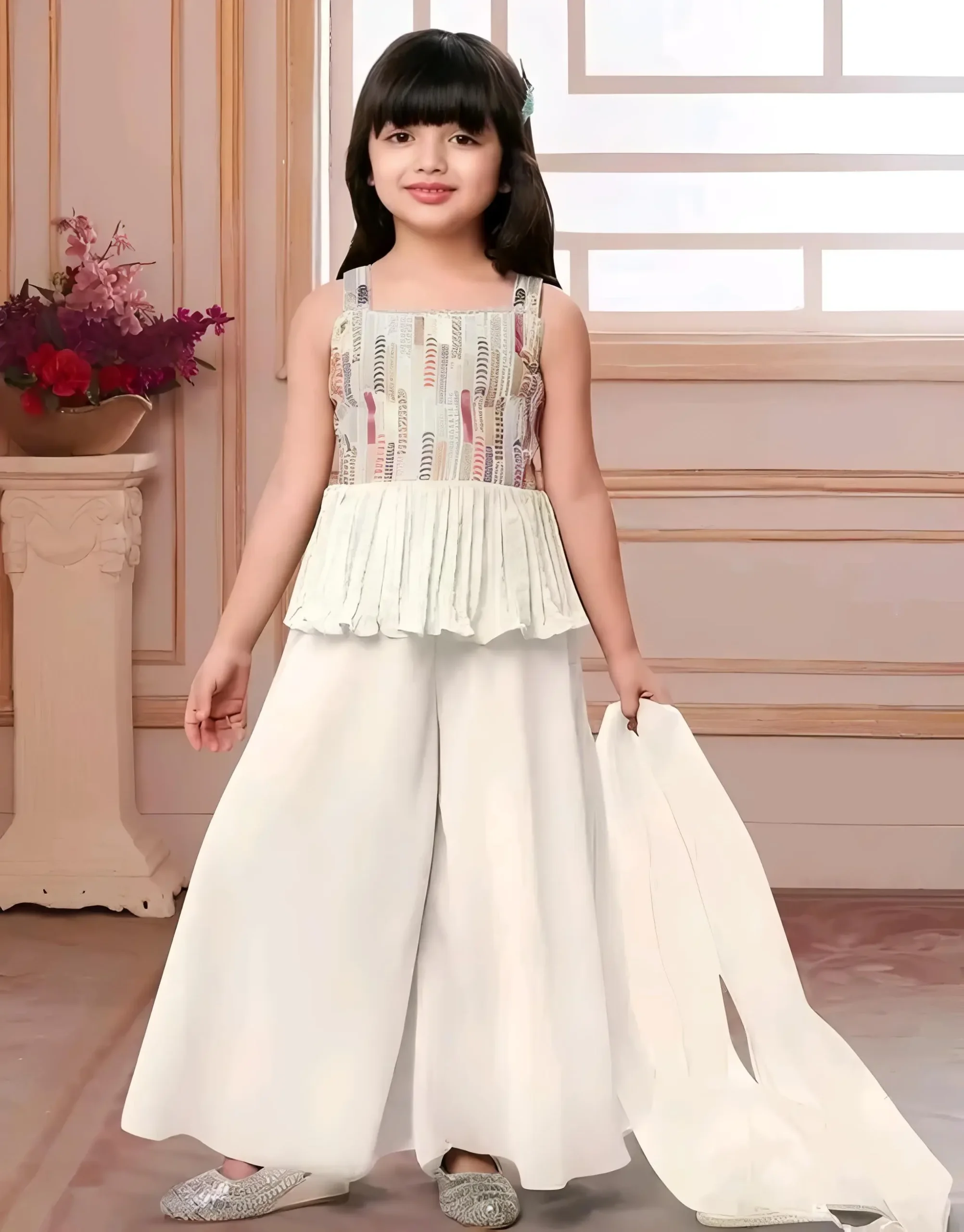 White gorgette plaxo set - Beige, 0-1 Years