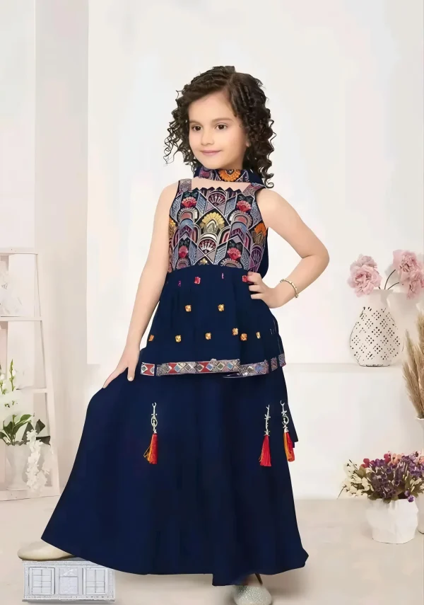 Fancy sharara set for baby girl - Blue, 10-11 Years