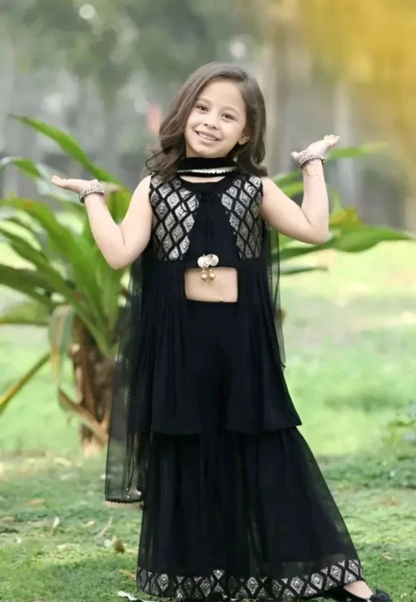Black sequin thread work dress