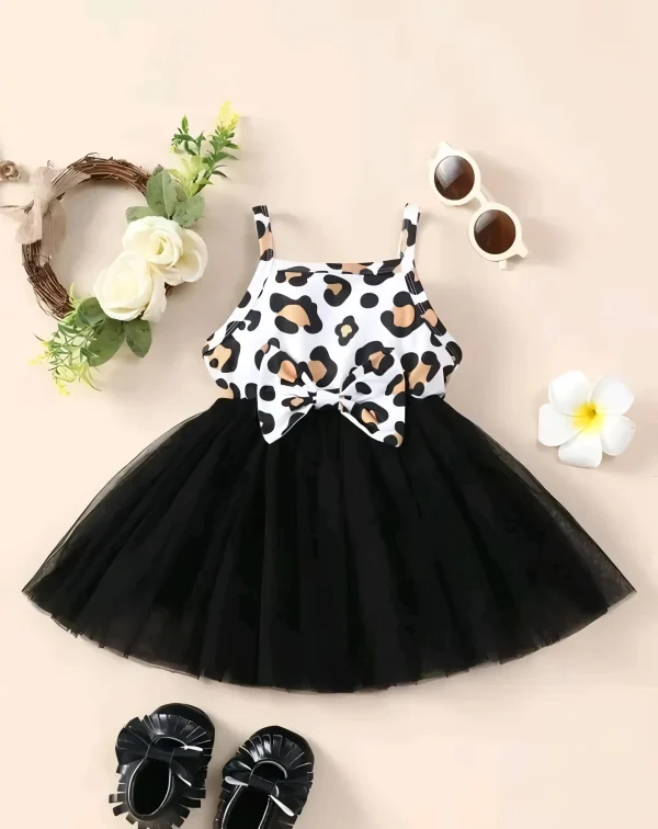 Girls net floral stylish dress/color black