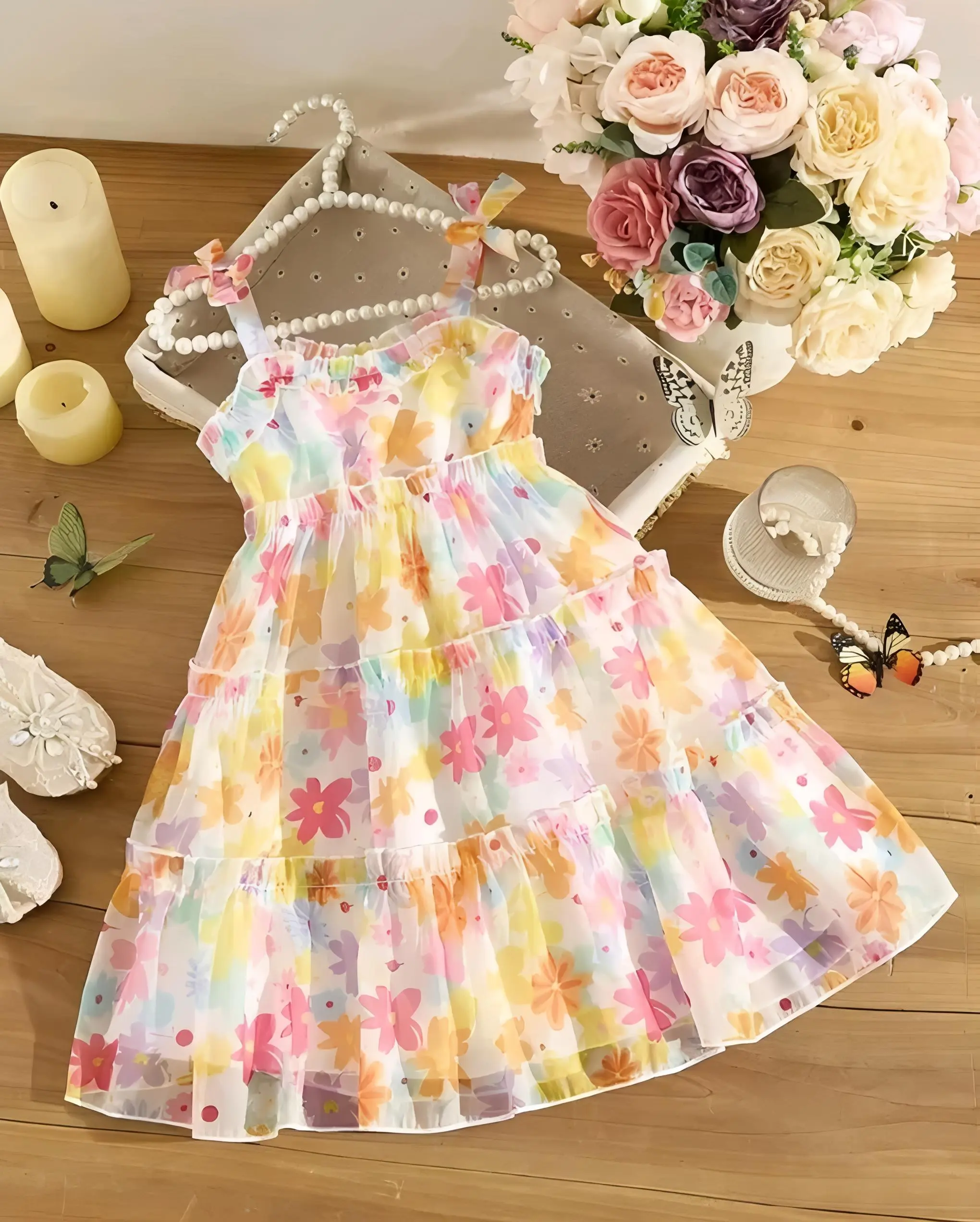 Floral printed stylish new frock for baby girl - Multi-color, 1-2 Years