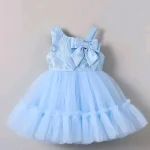 Girls princess frock/sleevless/net fabric - Blue, 0-6 Months