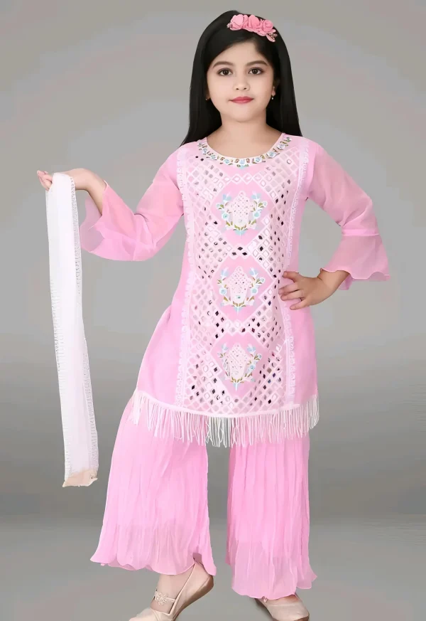 Girls plazo and suit set/color pink