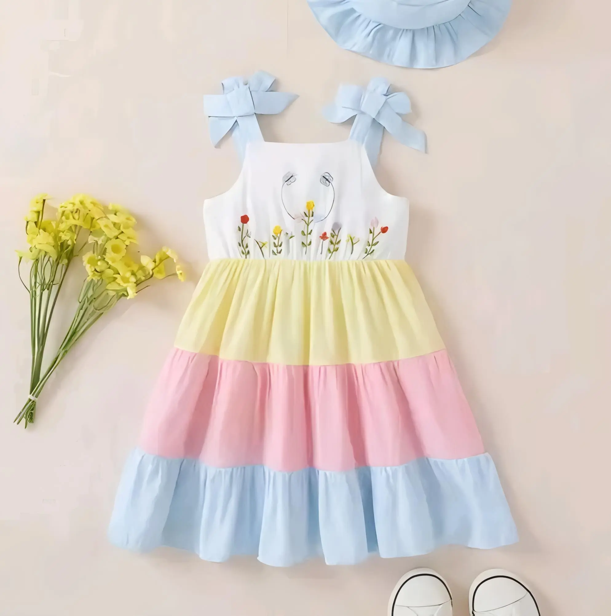 Kids daily wear baby frock cotton fabric - Multi-color, 0-6 Months
