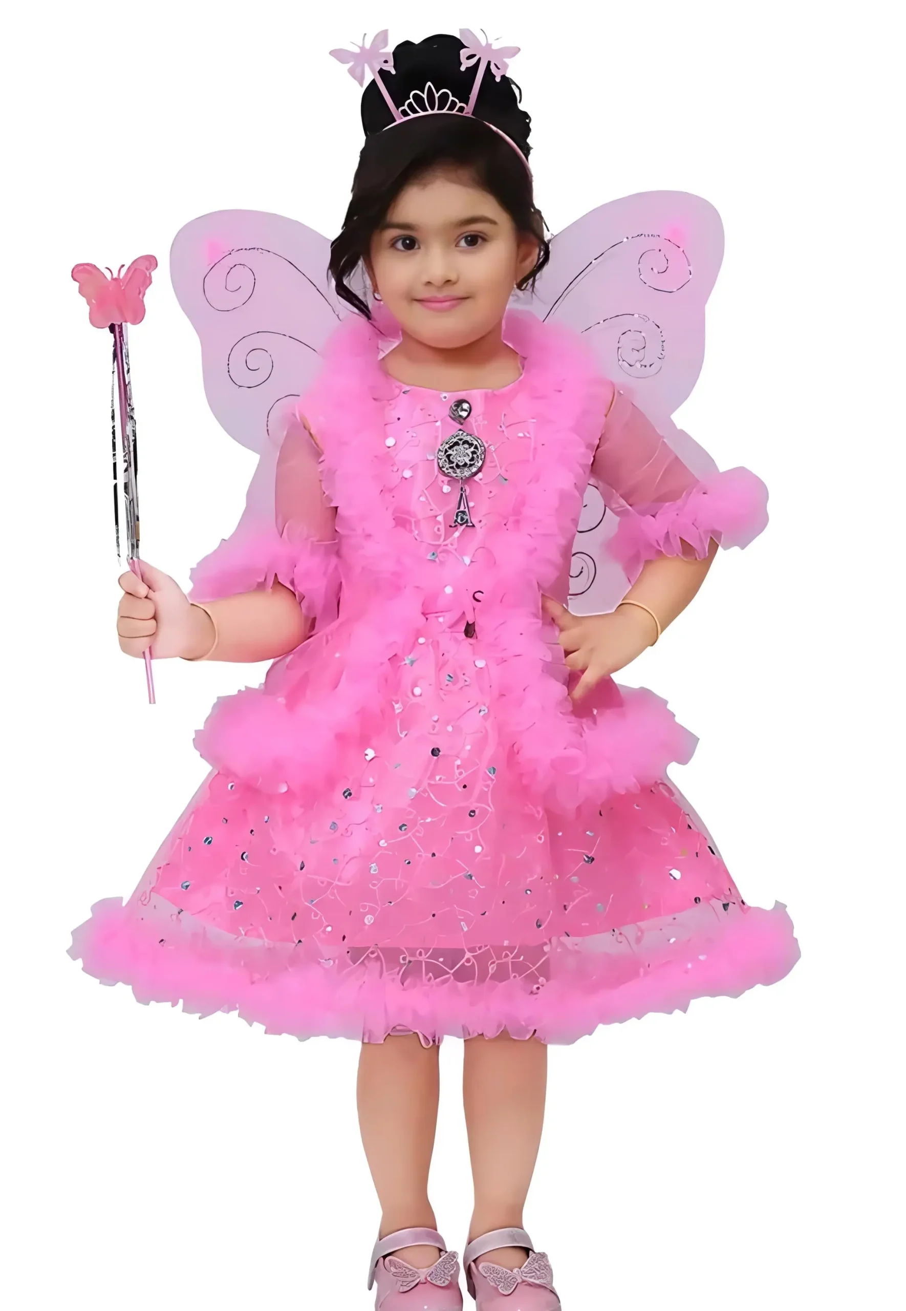 Baby girl dress/net frock/party wear dress - Pink, 0-6 Months