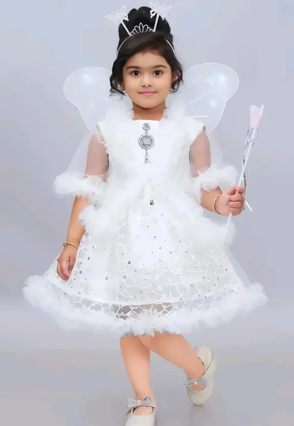 Baby frock/princess dress/color white - White, 0-6 Months