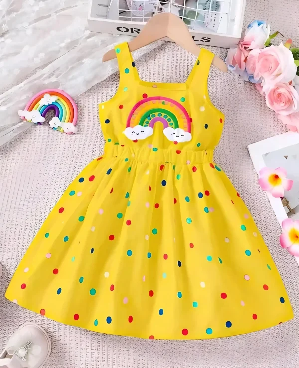 Kids daily wear baby frock/color yellow