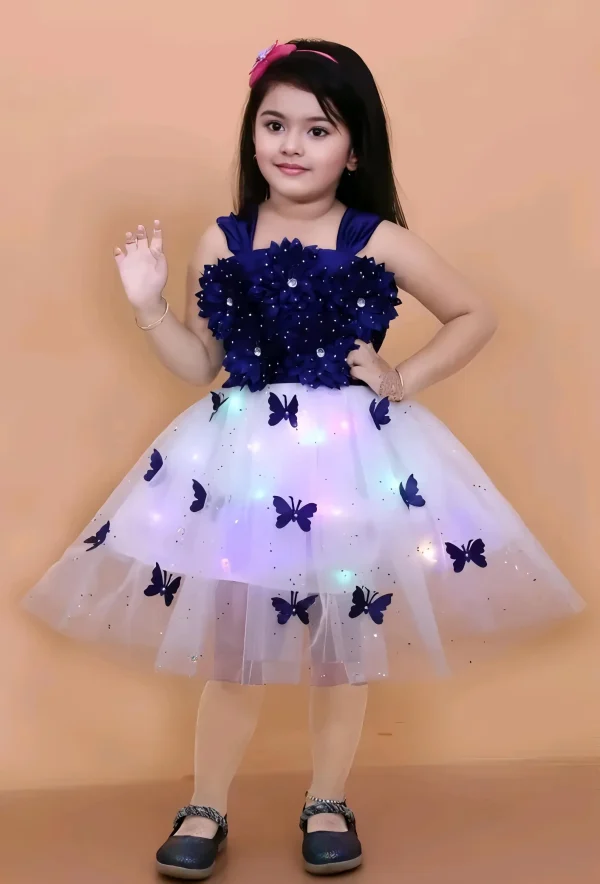 Party wear dress for kids/net fabric - Multi-color, 0-6 Months