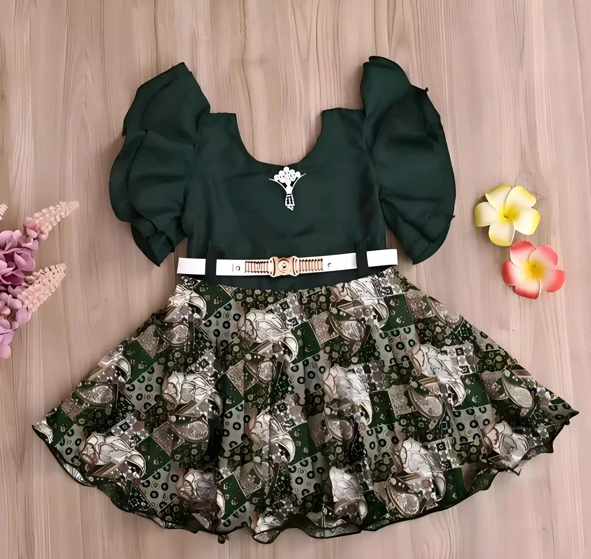 Fancy frock/dress - Green, 0-6 Months