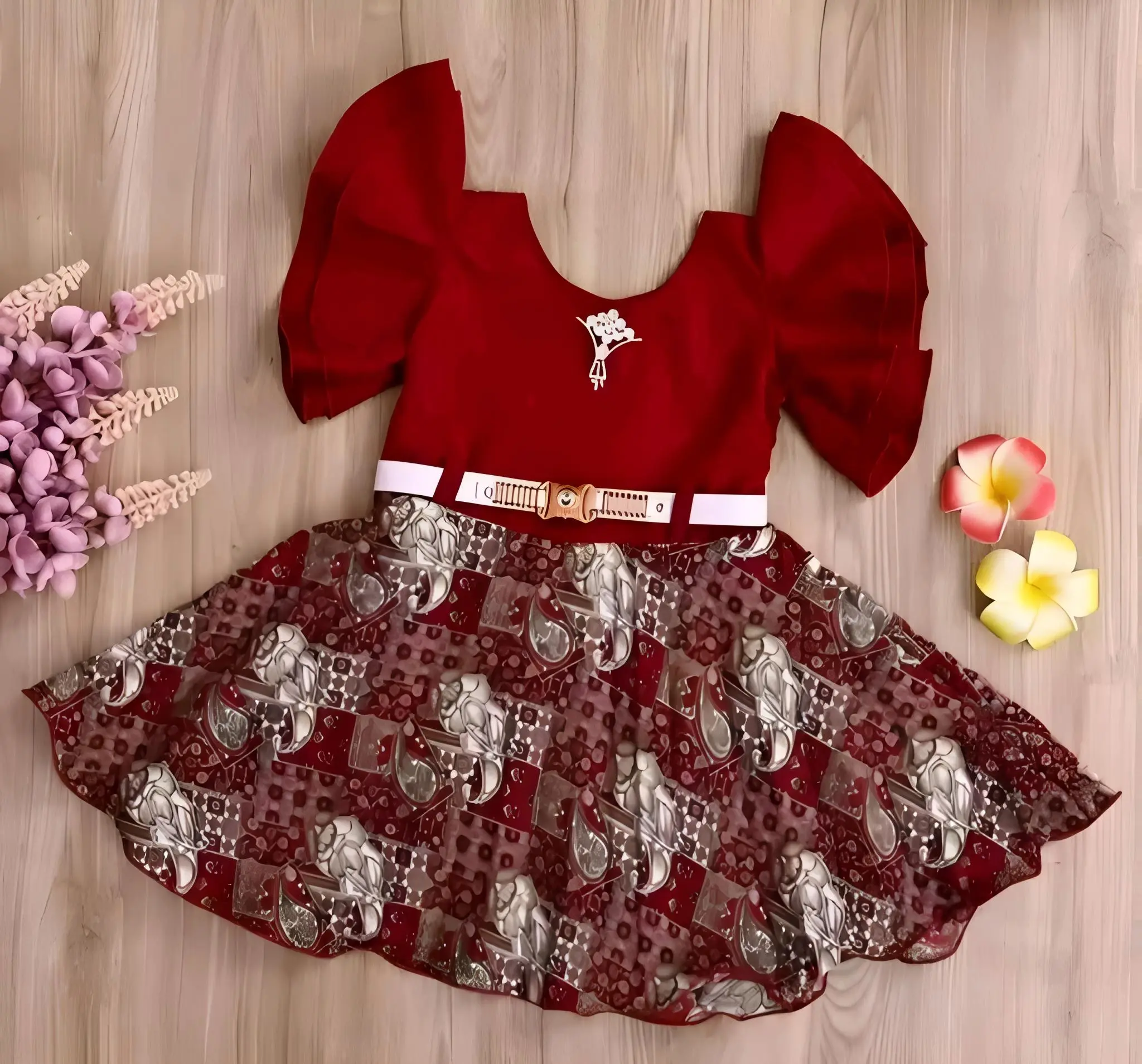 Casual wear dress - Red, 0-1 Years