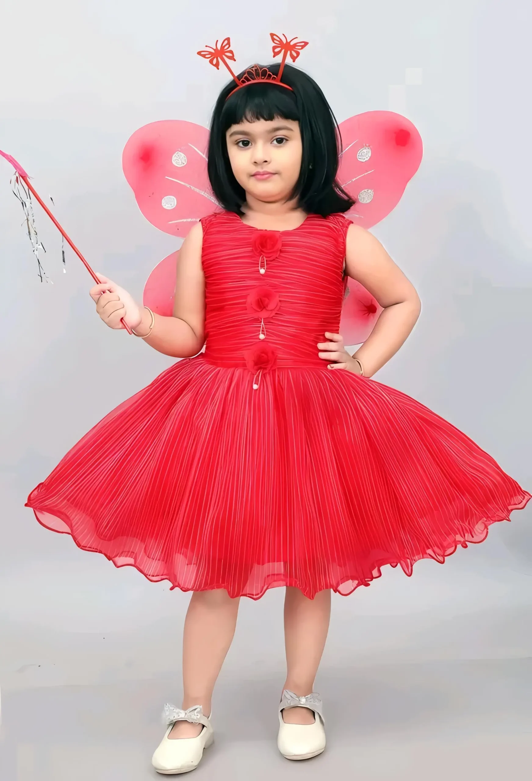 Princess stylish girl frock/color red - Red, 0-6 Months