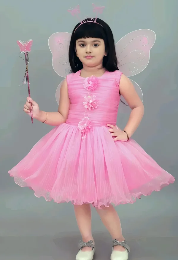 Party wear dress for kids/pari dress - Pink, 0-6 Months